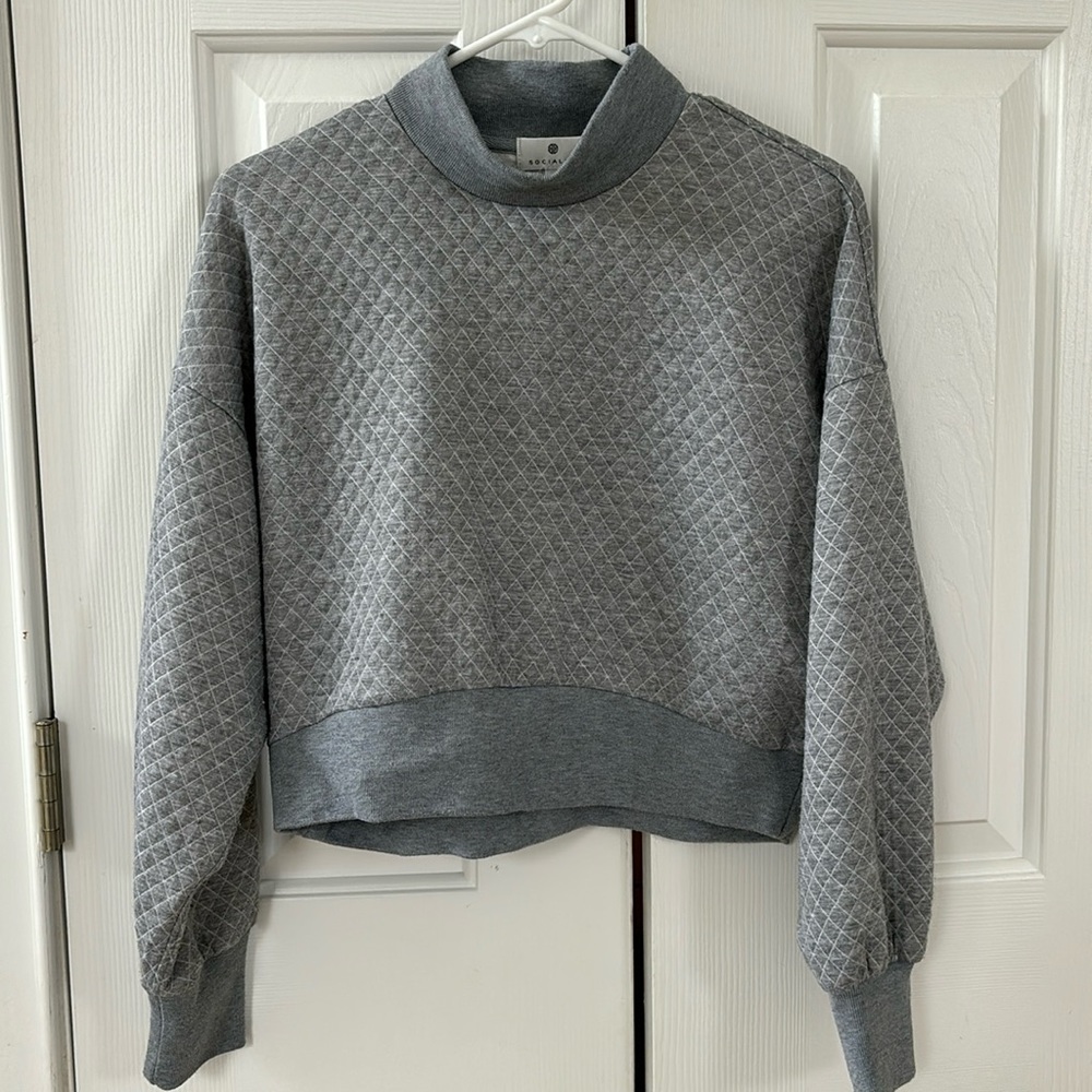 Cropped mock neck sweatshirt
